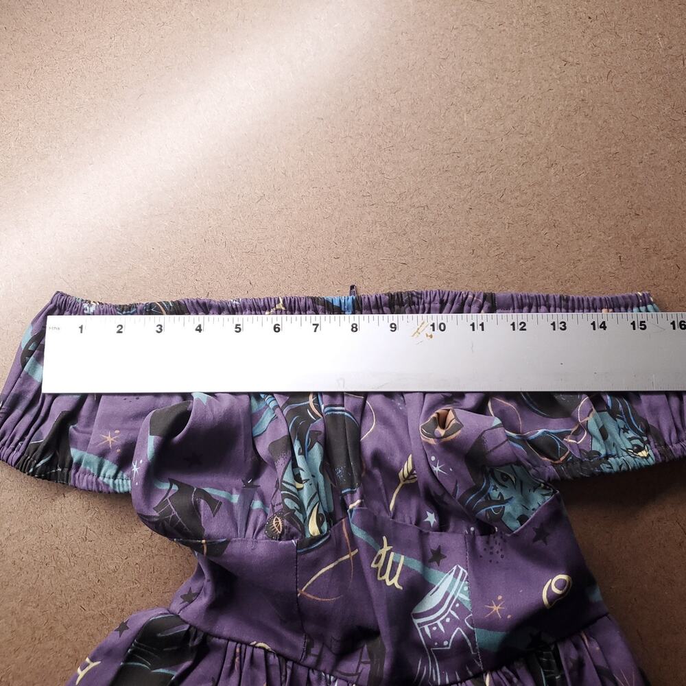 Pinup Couture Fortune Teller Off-Shoulder Fit & Flare Dress XS Purple Pockets - Picture 4 of 8